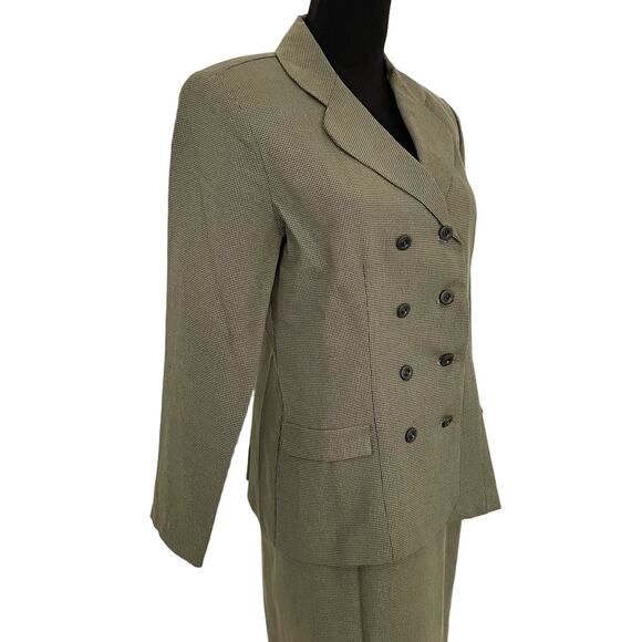 Vintage 80s Double Breasted Blazer 3 Piece Set Womens 6 Petite Houndstooth Retro - Picture 2 of 13